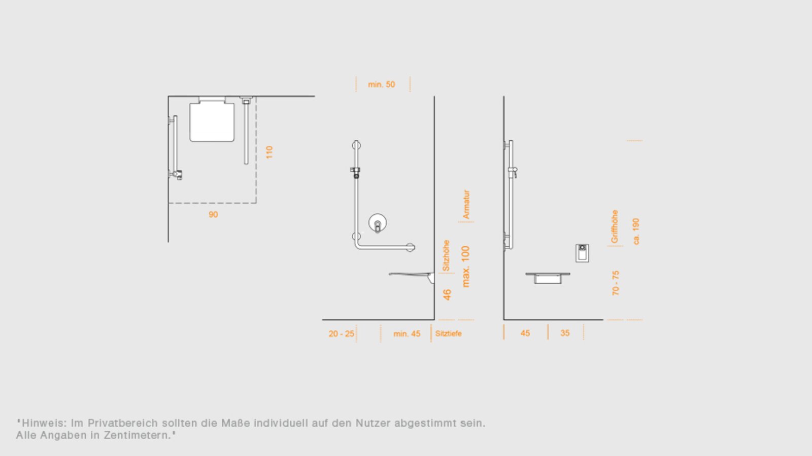 Planning aid for the shower