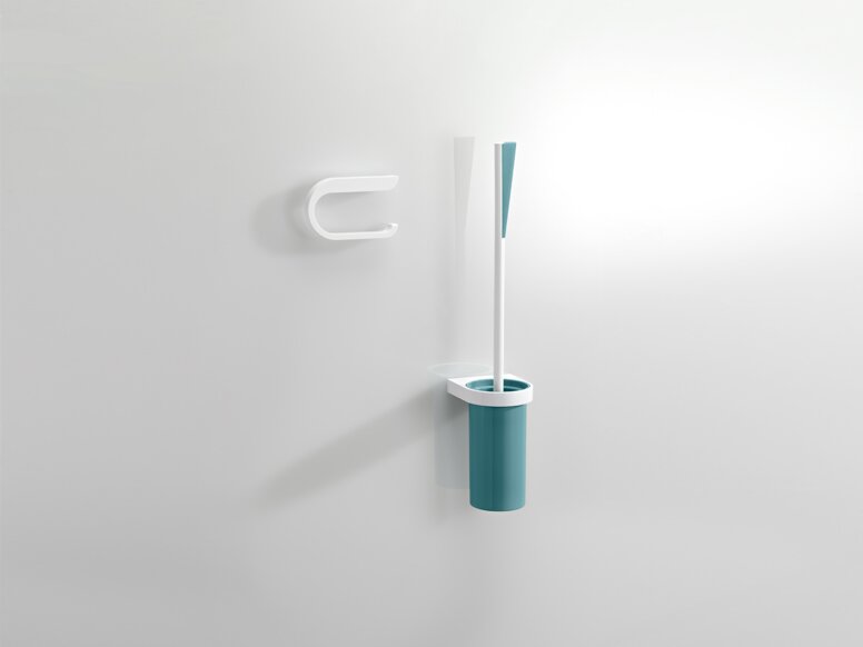 Toiletrolhouder en toiletborstelset System 800K in de kleur aquablauw