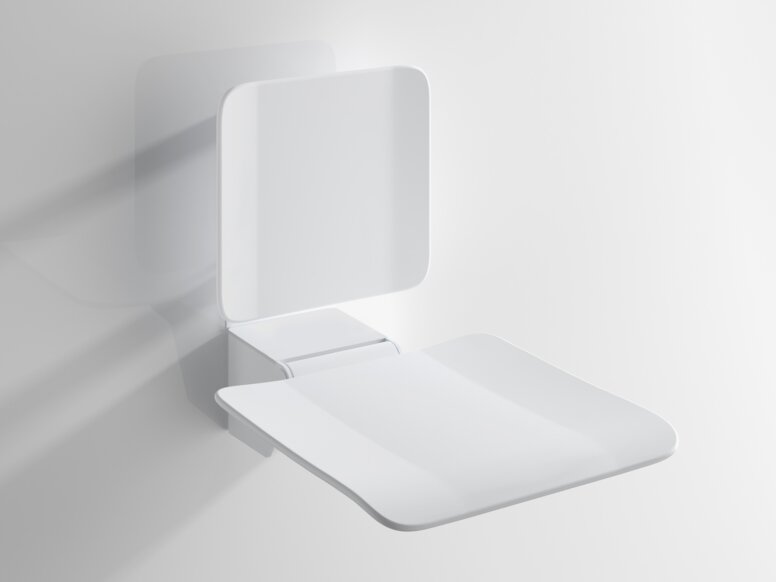 Shower seat in the color white