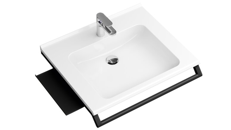 Modular washbasin system with grab rail and shelf